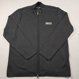 Design Collective Mens Small Black Sweater Hertz Full Zip Mock Neck Logo